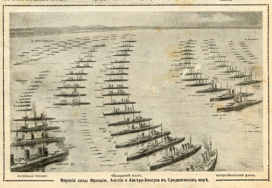 Морские силы Франции, Англии и Австро - Венгрии в Средиземном море 